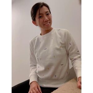 Ralph Lauren cute women White Sweatshirt with Multicolor pony Accents